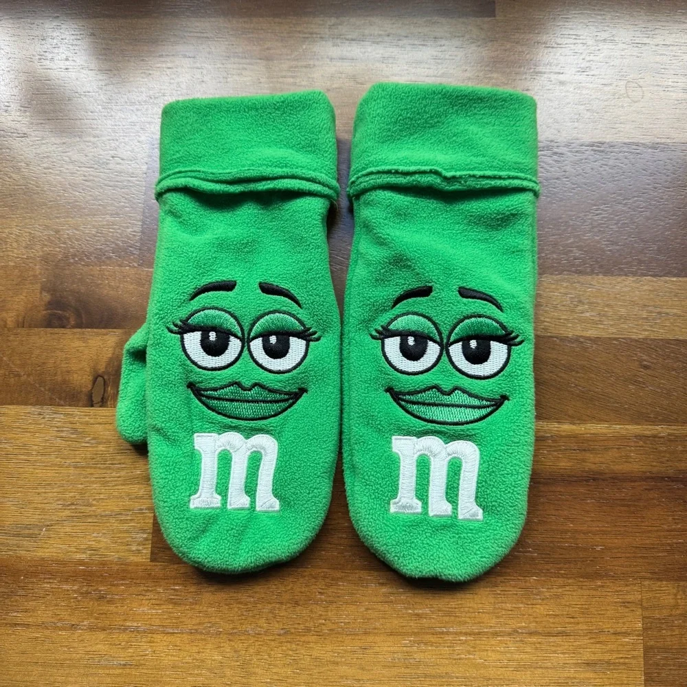 M&Ms Fleece Green Mittens Kids